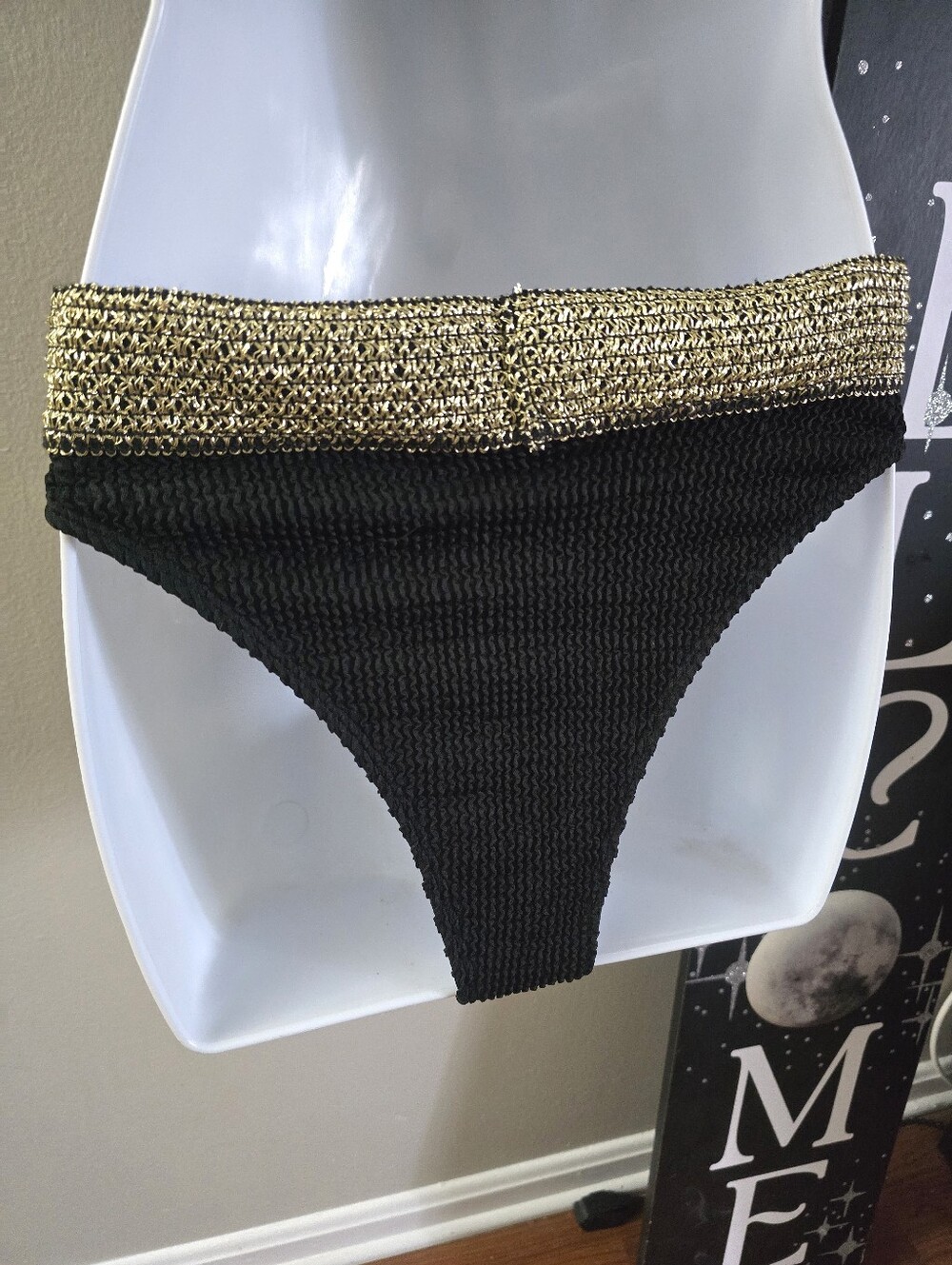 Textured, Black & Gold Two-Piece Bikini Set - Picture 4 of 6